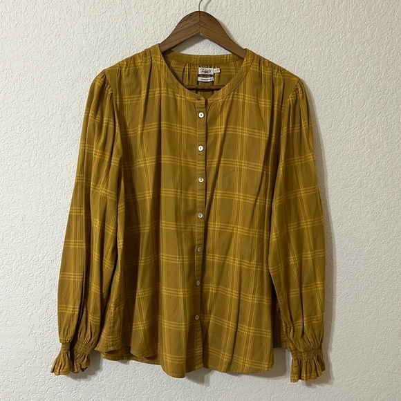 Faherty | Harper Top Aspen Plaid Button Front Blouse Women’s XL - Picture 2 of 6